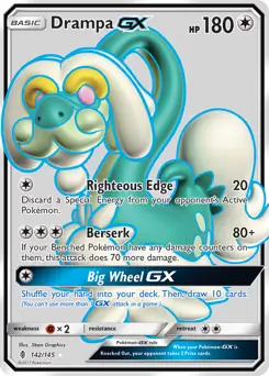 Full Art Drampa GX Pokemon card from Guardians Rising