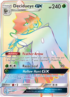 Decidueye GX Secret Pokemon card from Guardians Rising