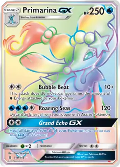 Primarina GX Secret Pokemon card from Guardians Rising