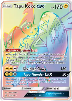 Tapu Koko GX Secret Pokemon card from Guardians Rising