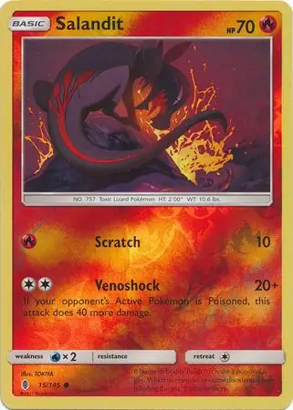 Salandit Reverse Holo Pokemon card from Guardians Rising
