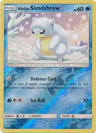 Alolan Sandshrew Reverse Holo Pokemon card from Guardians Rising