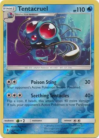 Tentacruel Reverse Holo Pokemon card from Guardians Rising