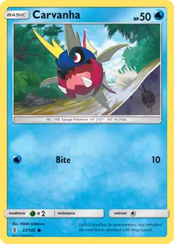 Carvanha Pokemon card from Guardians Rising