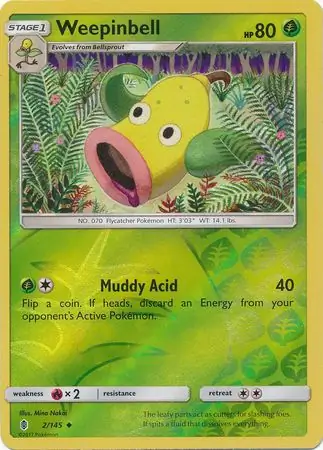 Weepinbell Reverse Holo Pokemon card from Guardians Rising