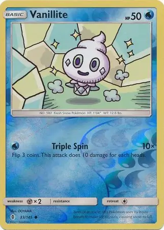 Vanillite Reverse Holo Pokemon card from Guardians Rising