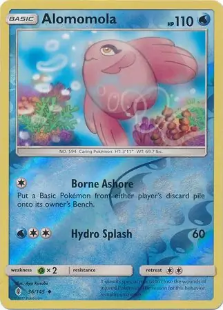 Alomomola Reverse Holo Pokemon card from Guardians Rising