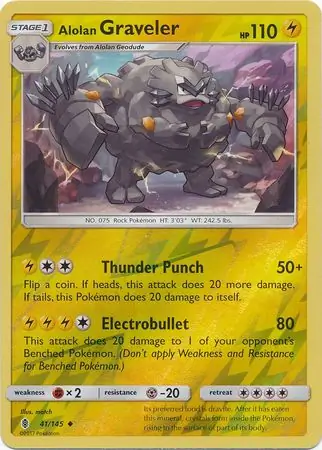 Alolan Graveler Reverse Holo Pokemon card from Guardians Rising
