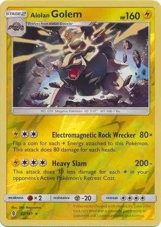 Alolan Golem Reverse Holo Pokemon card from Guardians Rising