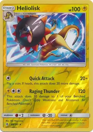 Heliolisk Reverse Holo Pokemon card from Guardians Rising