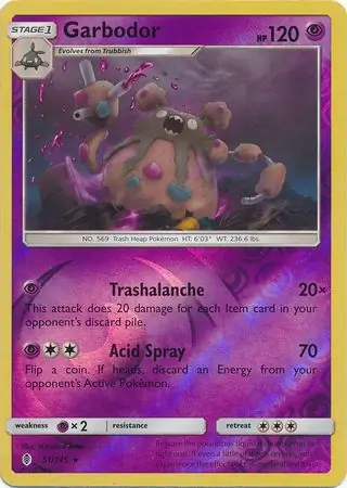 Garbodor Reverse Holo Pokemon card from Guardians Rising
