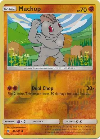 Machop Reverse Holo Pokemon card from Guardians Rising