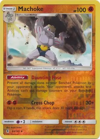 Machoke Reverse Holo Pokemon card from Guardians Rising