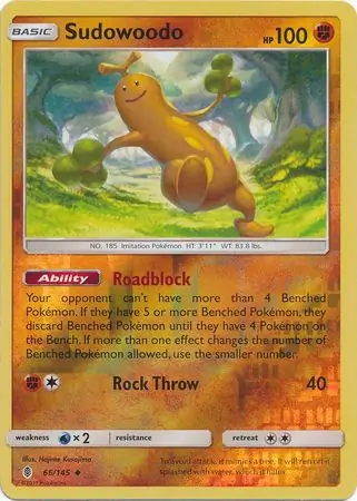 Sudowoodo Reverse Holo Pokemon card from Guardians Rising