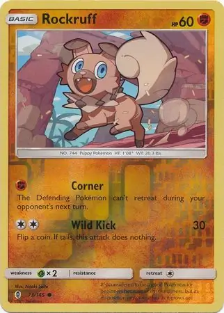 Rockruff Reverse Holo Pokemon card from Guardians Rising