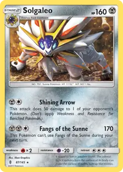 Solgaleo Pokemon card from Guardians Rising