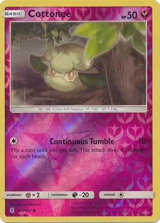 Cottonee Reverse Holo Pokemon card from Guardians Rising
