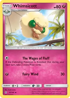Whimsicott Pokemon card from Guardians Rising