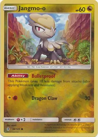 Jangmo-o Reverse Holo Pokemon card from Guardians Rising