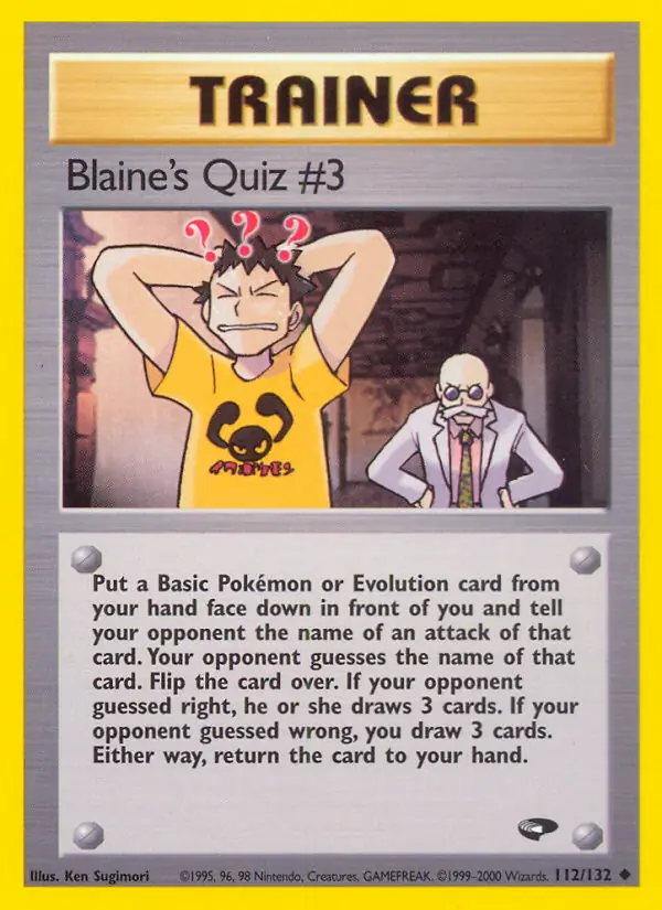 Blaine's Quiz #3 Pokemon card from Gym Challenge