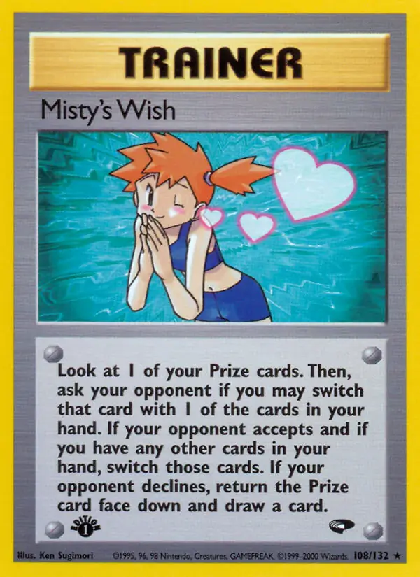 Misty's Wish Pokemon card from Gym Challenge 1st Edition