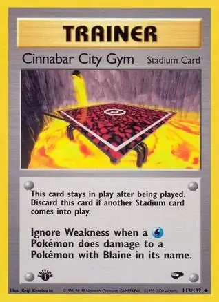 Cinnabar City Gym Pokemon card from Gym Challenge 1st Edition