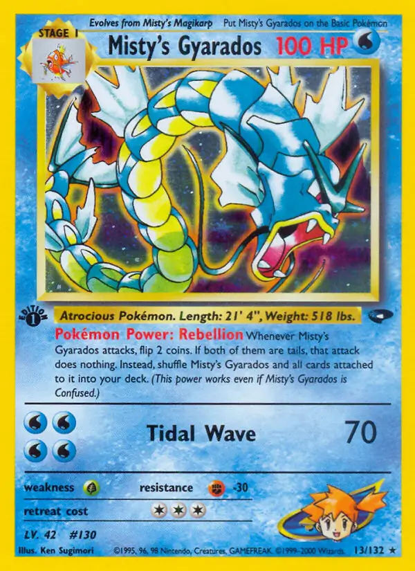 Misty's Gyarados Holo Pokemon card from Gym Challenge 1st Edition
