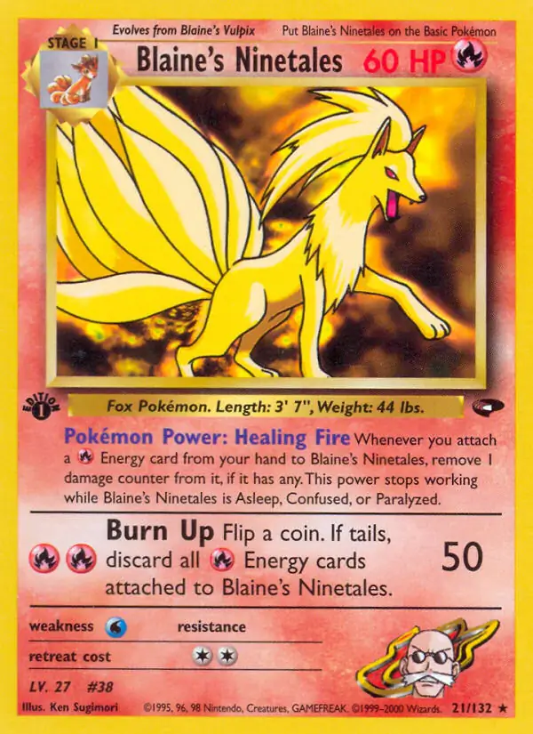 Blaine's Ninetales Pokemon card from Gym Challenge 1st Edition