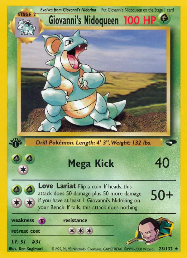 Giovanni's Nidoqueen Pokemon card from Gym Challenge 1st Edition