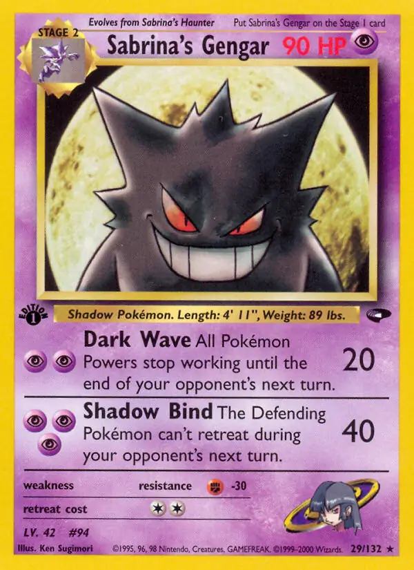 Sabrina's Gengar Pokemon card from Gym Challenge 1st Edition
