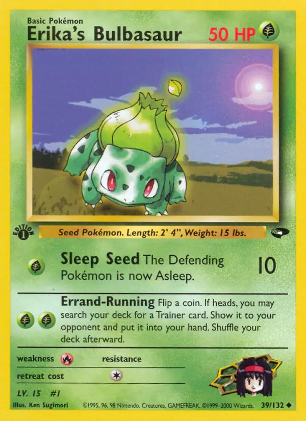 Erika's Bulbasaur Pokemon card from Gym Challenge 1st Edition