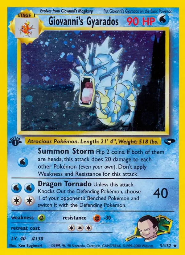 Giovanni's Gyarados Holo Pokemon card from Gym Challenge 1st Edition