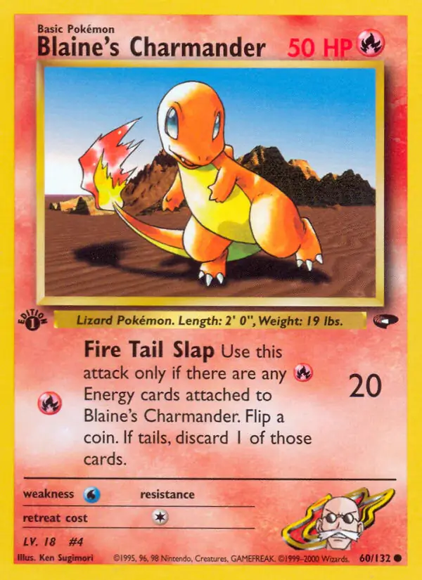 Blaine's Charmander Pokemon card from Gym Challenge 1st Edition