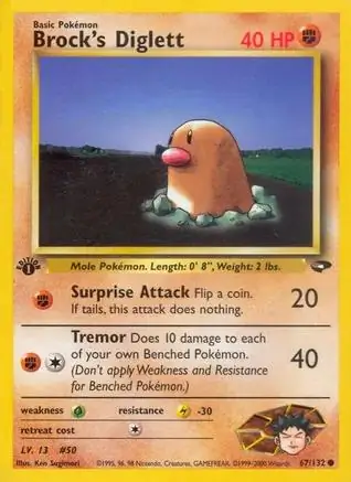 Blaine's Diglett Pokemon card from Gym Challenge 1st Edition