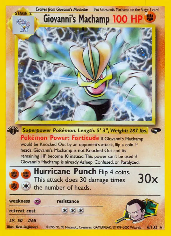 Giovanni's Machamp Holo Pokemon card from Gym Challenge 1st Edition