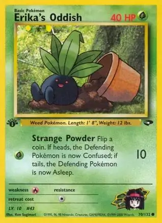 Erika's Oddish Pokemon card from Gym Challenge 1st Edition