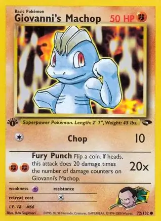 Giovanni's Machop Pokemon card from Gym Challenge 1st Edition