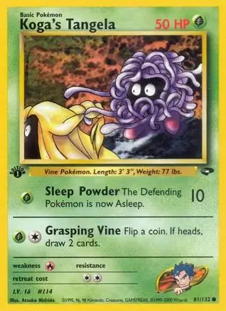 Koga's Tangela Pokemon card from Gym Challenge 1st Edition
