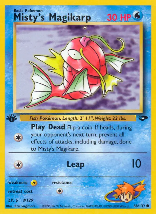 Misty's Magikarp Pokemon card from Gym Challenge 1st Edition