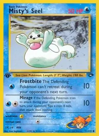 Misty's Seel Pokemon card from Gym Challenge 1st Edition
