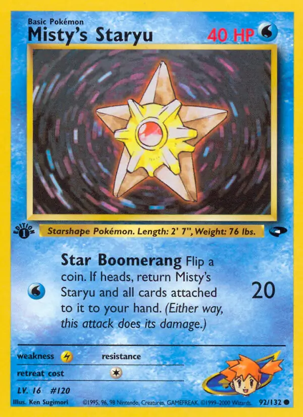 Misty's Staryu Pokemon card from Gym Challenge 1st Edition