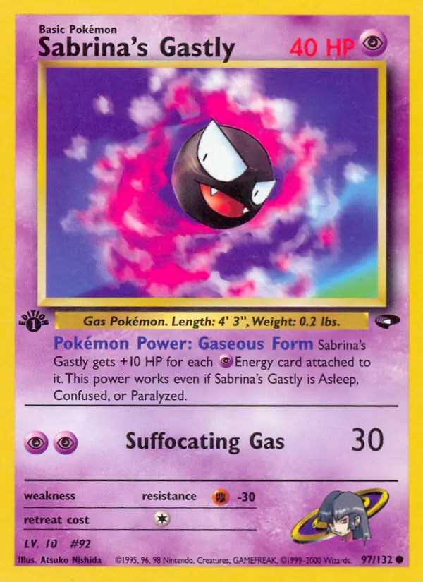 Sabrina's Gastly Pokemon card from Gym Challenge 1st Edition