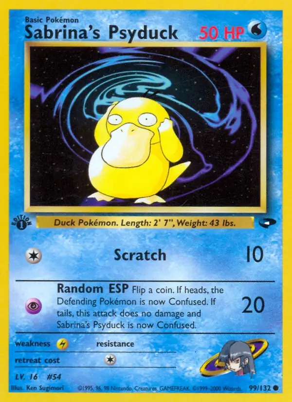 Sabrina's Psyduck Pokemon card from Gym Challenge 1st Edition