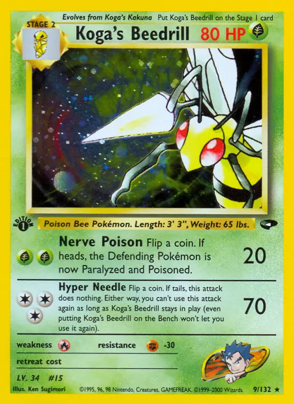Koga's Beedrill Holo Pokemon card from Gym Challenge 1st Edition