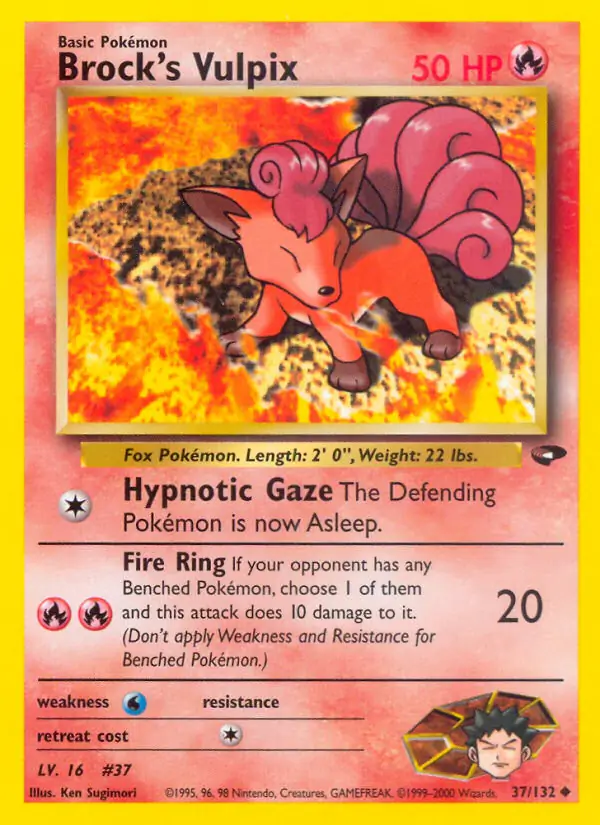Brock's Vulpix Pokemon card from Gym Challenge