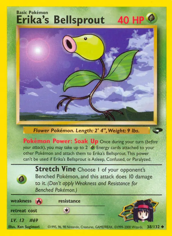 Erika's Bellsprout Pokemon card from Gym Challenge