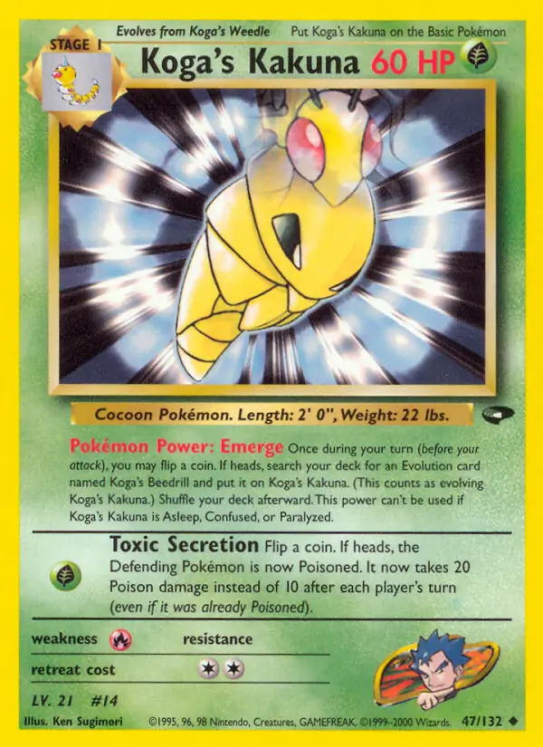 Koga's Kakuna Pokemon card from Gym Challenge