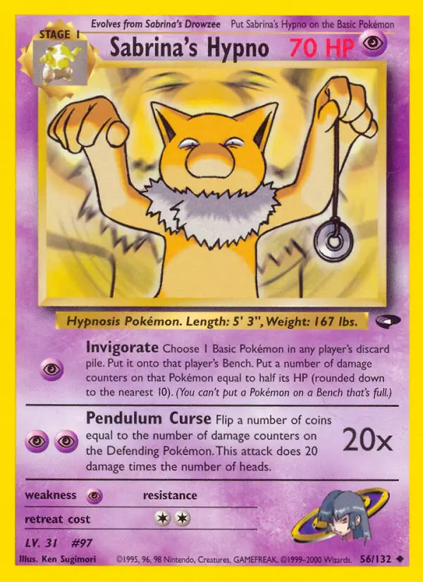 Sabrina's Hypno Pokemon card from Gym Challenge