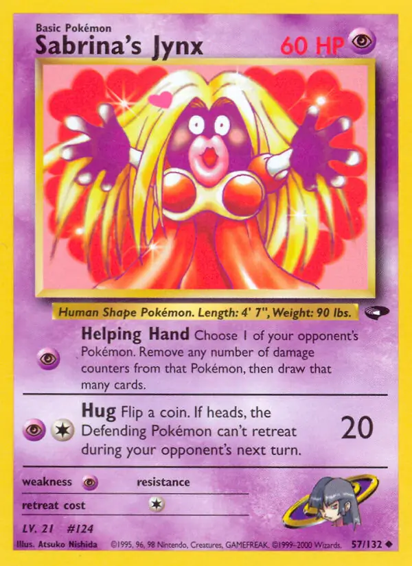 Sabrina's Jynx Pokemon card from Gym Challenge
