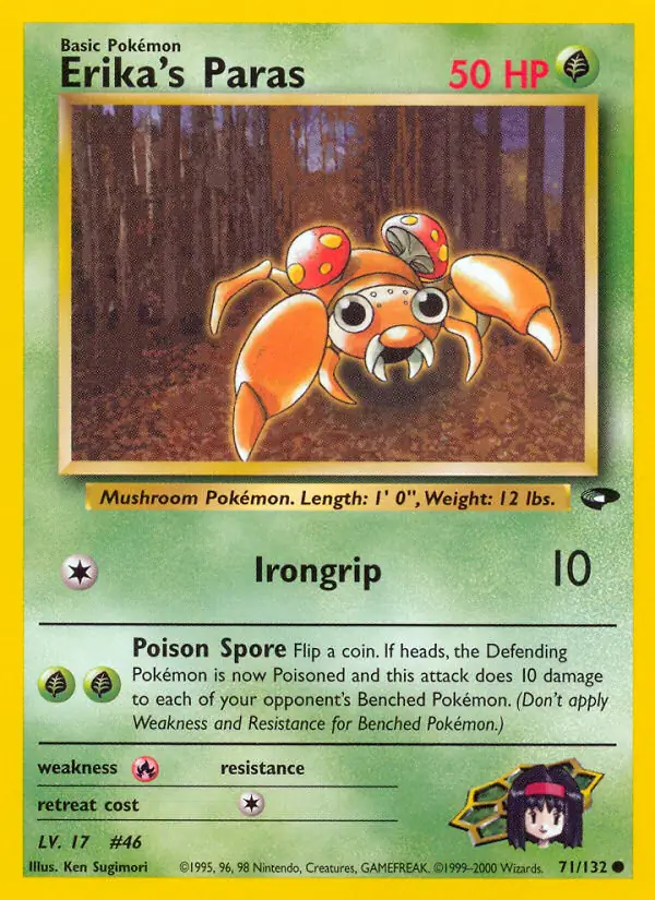 Erika's Paras Pokemon card from Gym Challenge